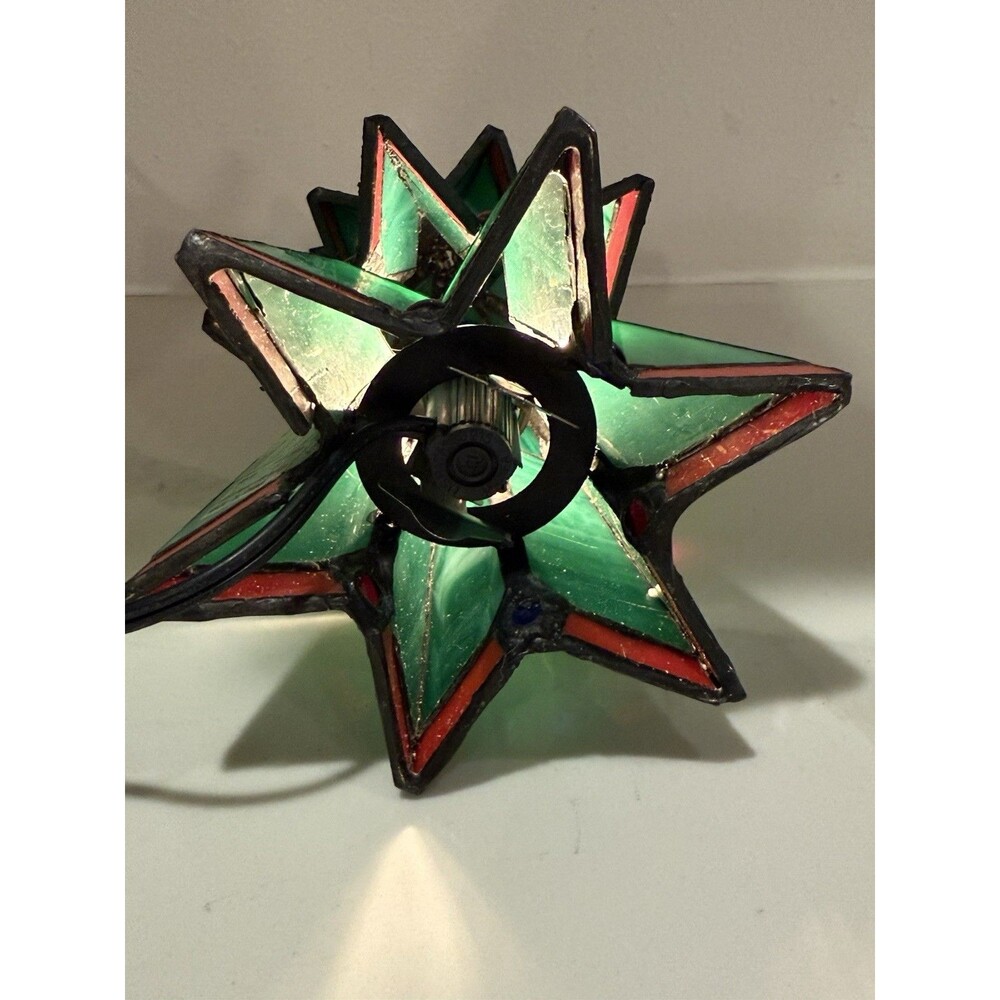 Stained 9” Glass Light up Christmas Tree Tabletop Electric Lamp Night - Picture 5 of 5